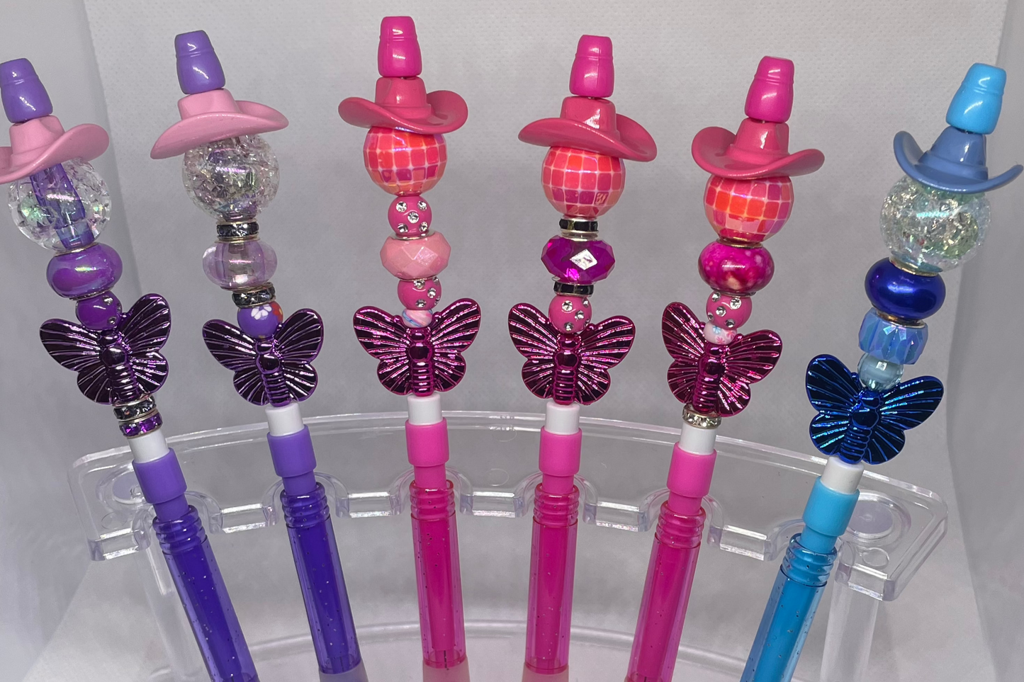 Transform Your Writing with Fancy Beaded Stationery pens purple, pink and Blue. always new and amazing