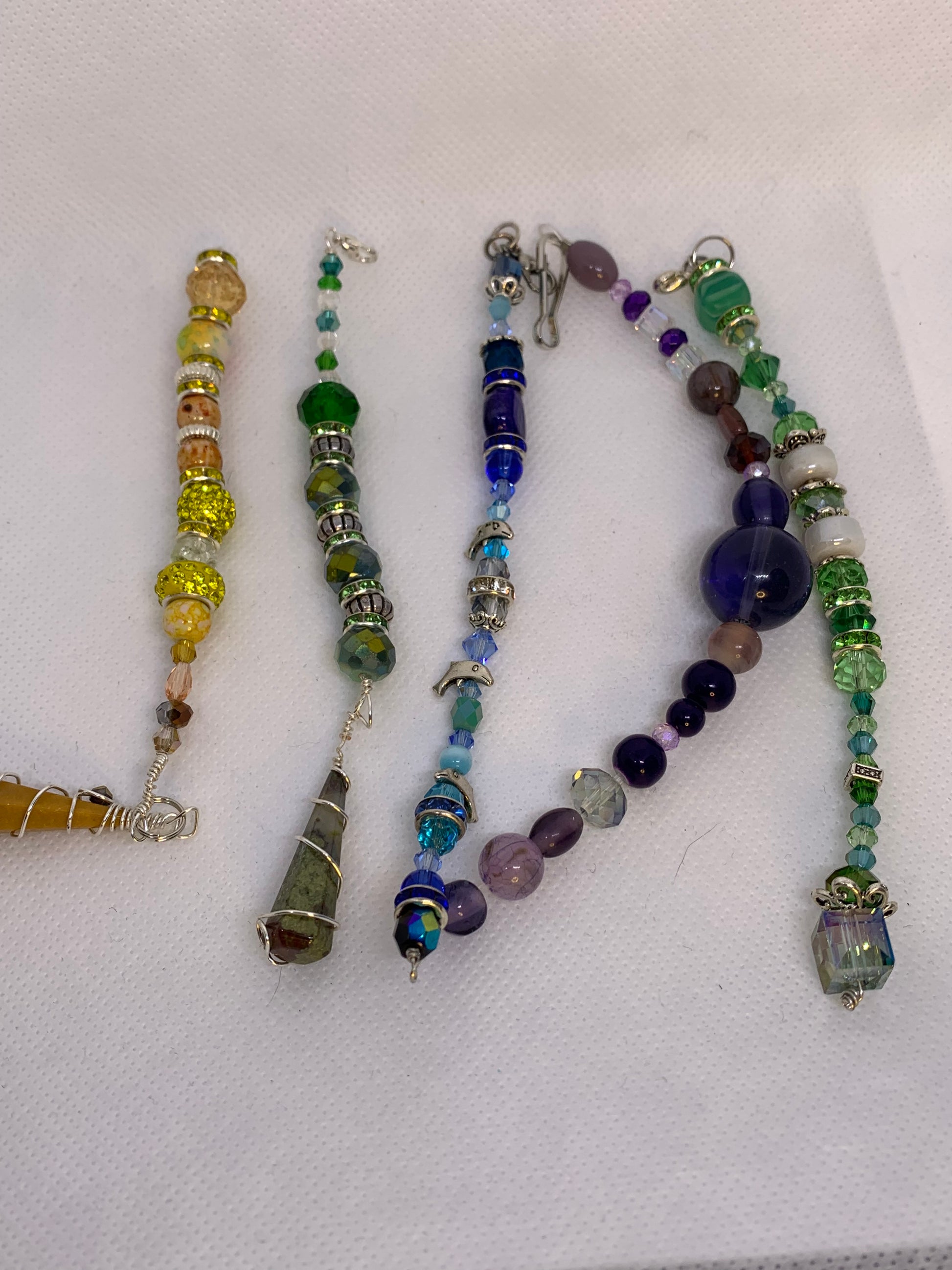 Green-yellow-blue-purple-green Gem Stone Key chain, Purse Charm and Car Charm beautiful 