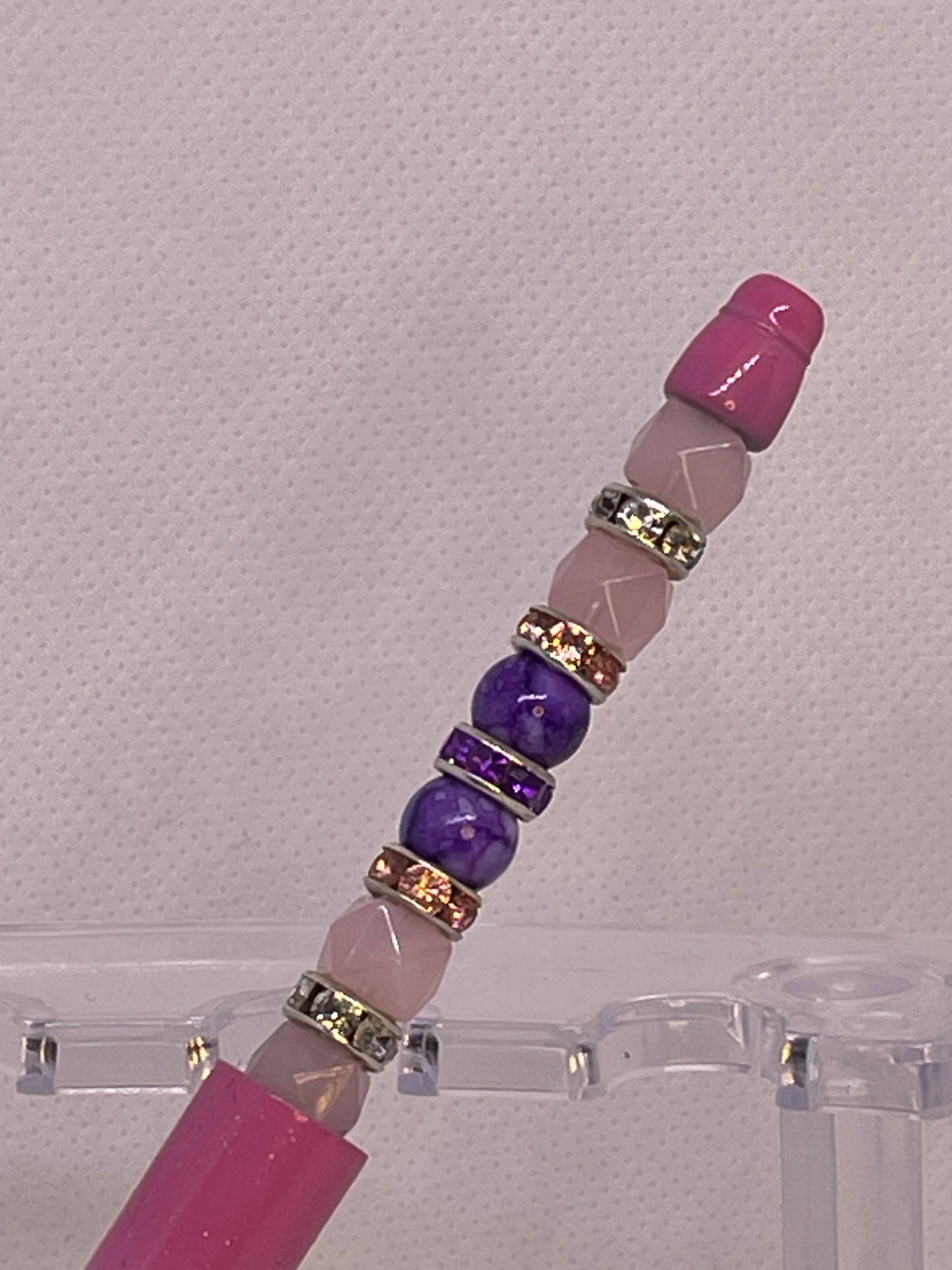 Fancy Bubble Gum Pink Beaded Pens with Blinging Crystald