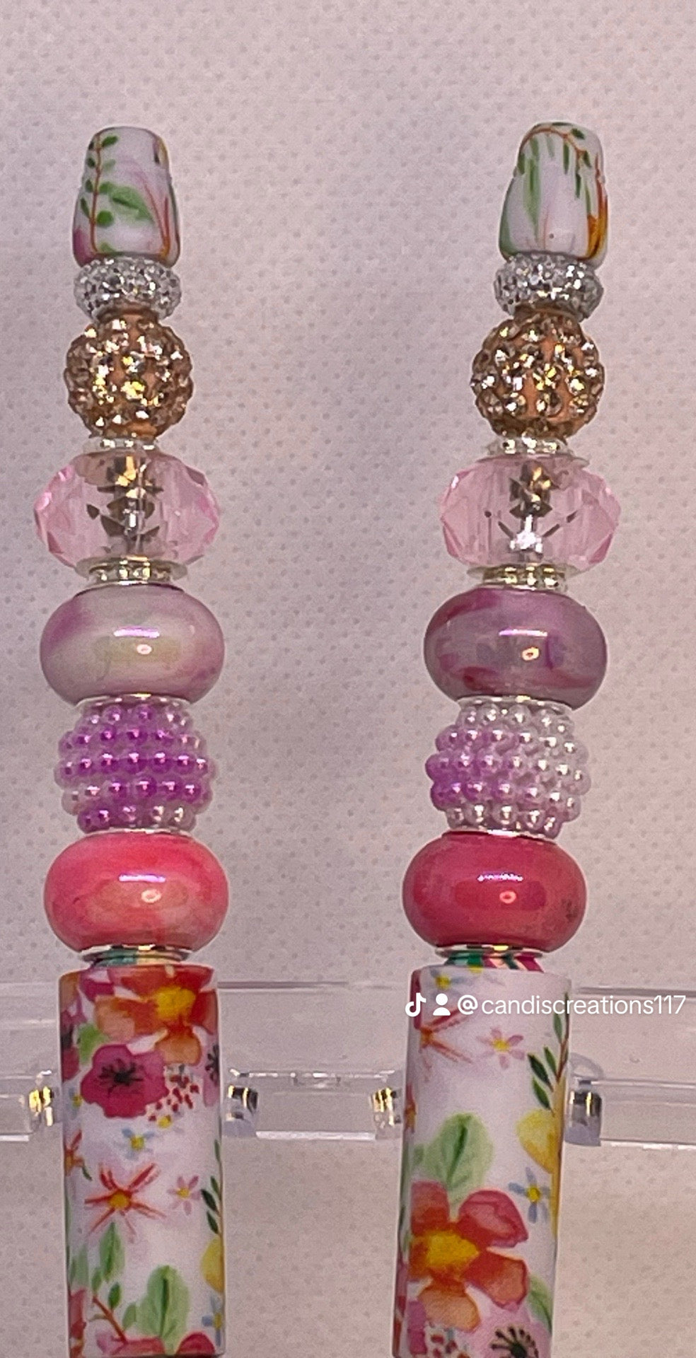 Fancy Bubble Gum Pink Beaded Pens with Blinging Crystald
