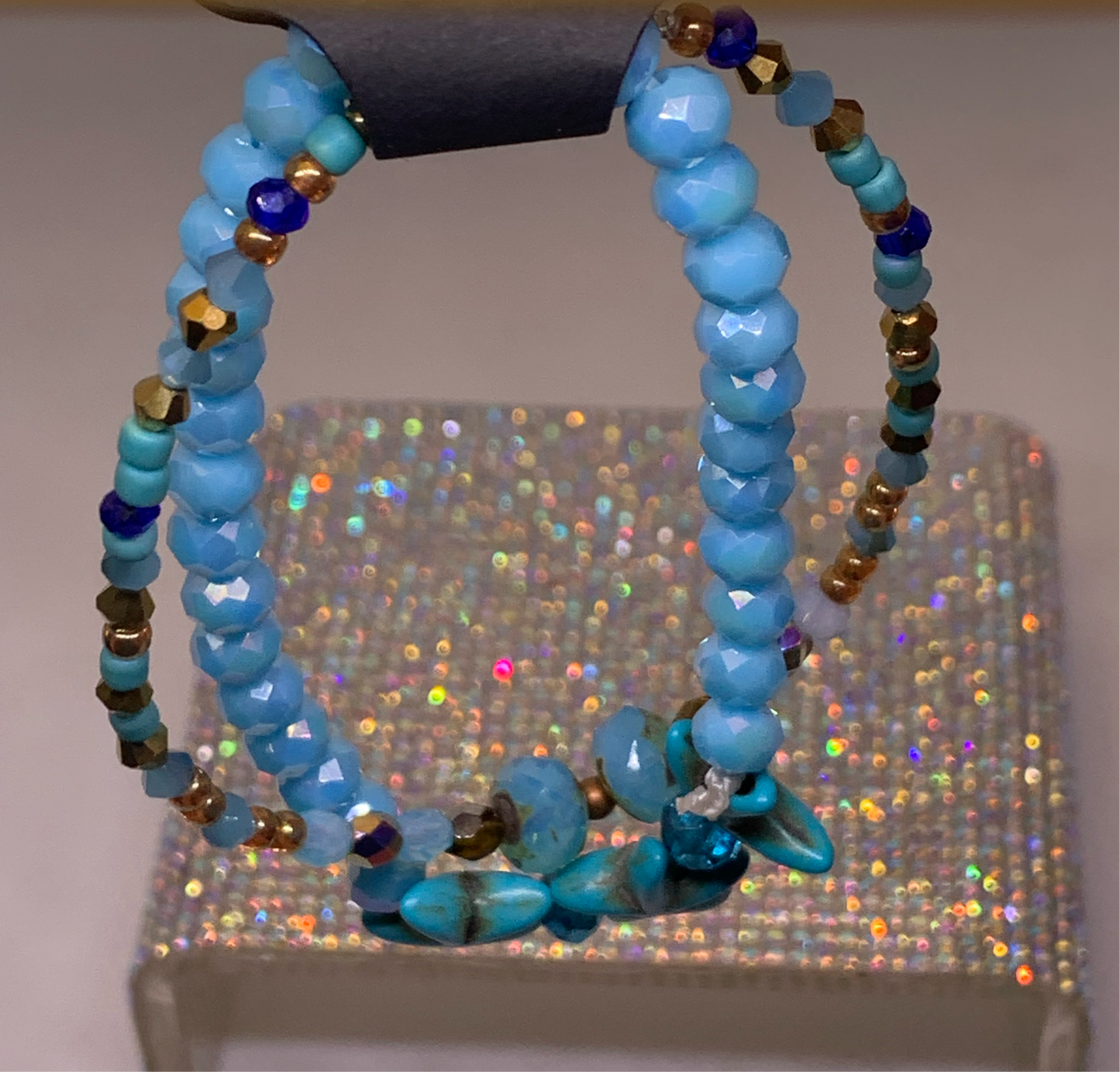 Starfish Double Crystal bracelet brown and TURQUISE