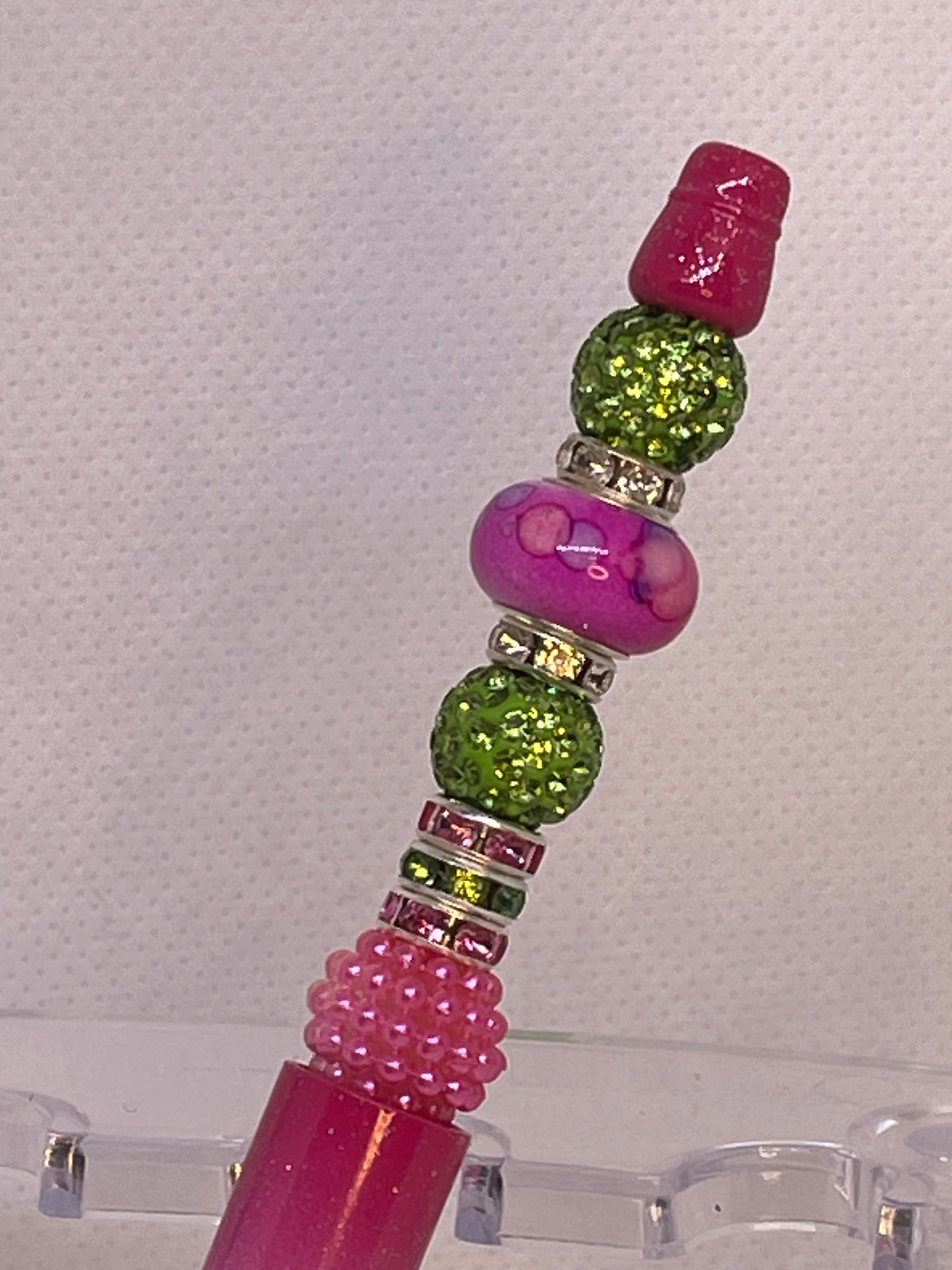 Fancy Bubble Gum Pink Beaded Pens with Blinging Crystald