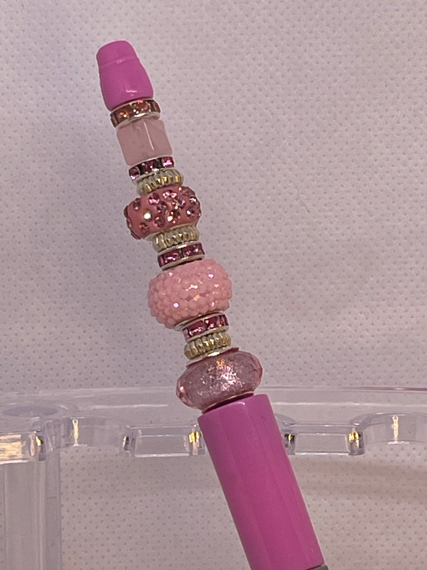 Fancy Bubble Gum Pink Beaded Pens with Blinging Crystald