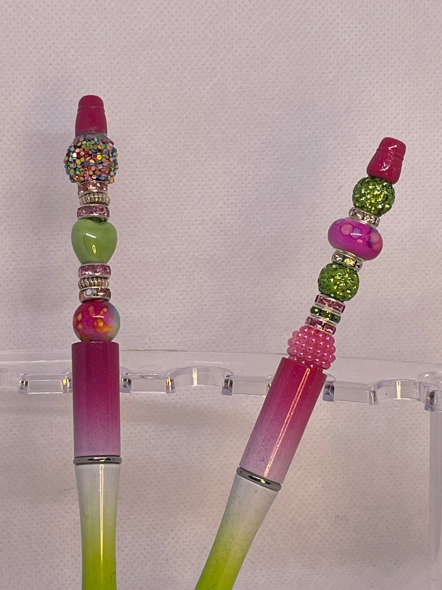 Fancy Bubble Gum Pink Beaded Pens with Blinging Crystald