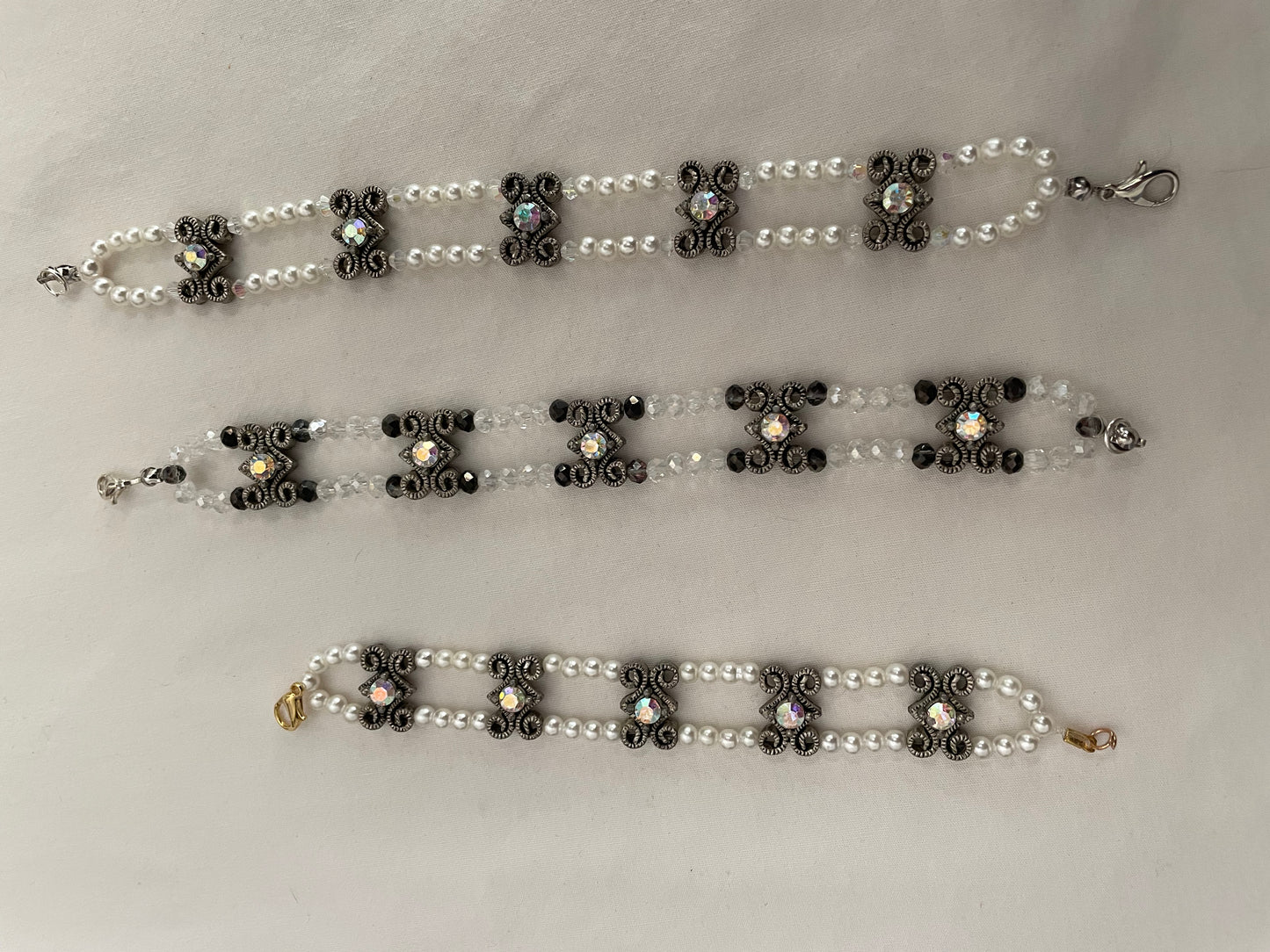 Antique Crystal style stretch bracelets: 3 styles: wedding style dandy bracelets