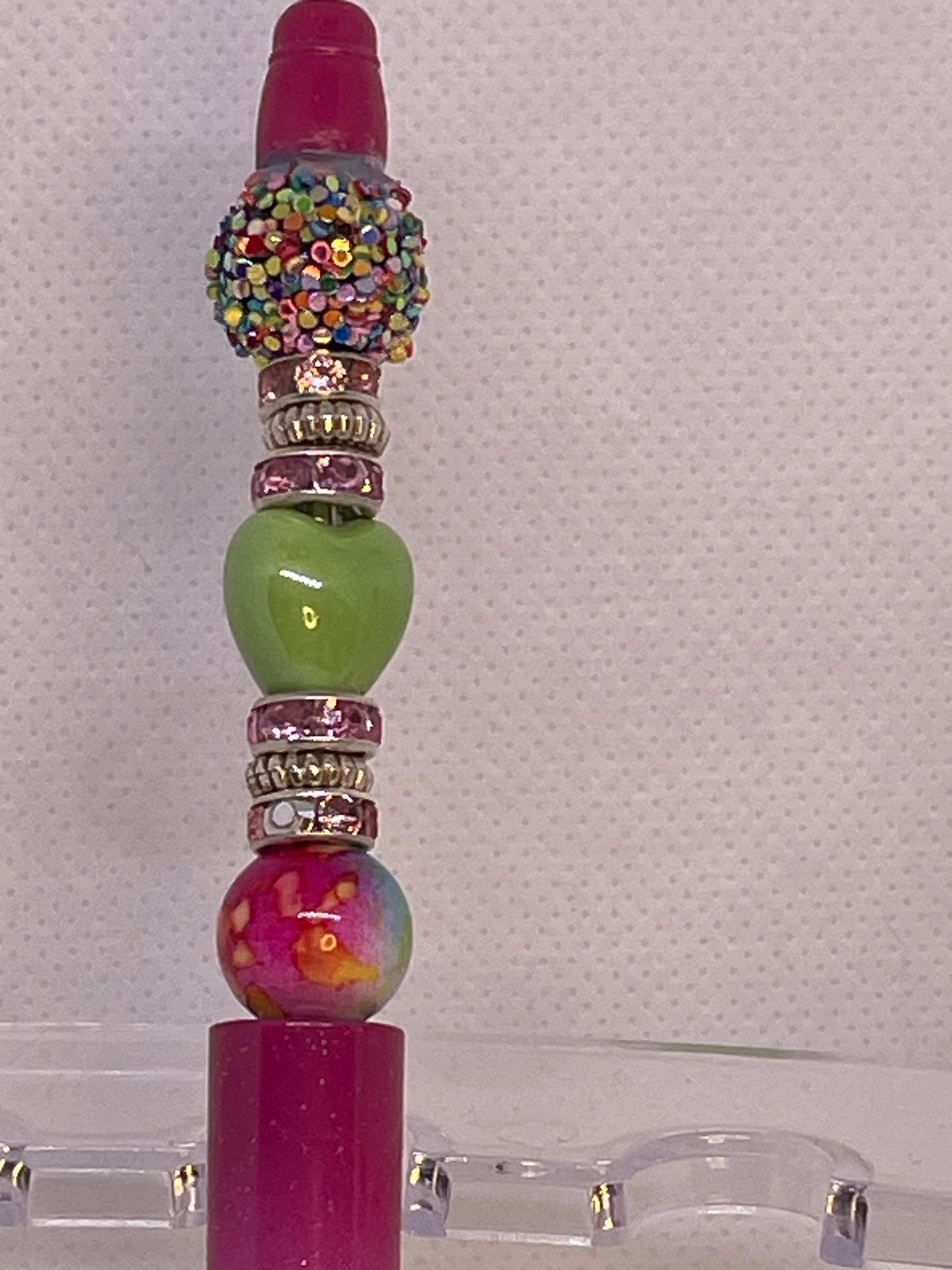 Fancy Bubble Gum Pink Beaded Pens with Blinging Crystald