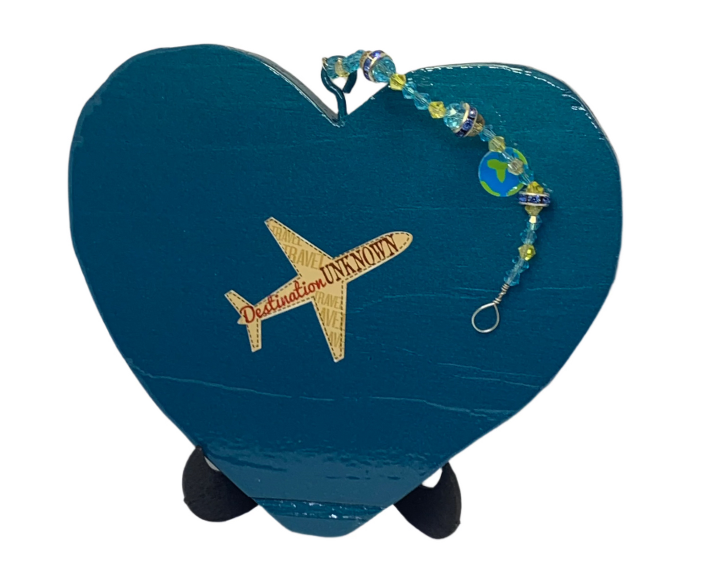 Back of Grandma Carved Heart Ocean Sparkly Blue/Green 