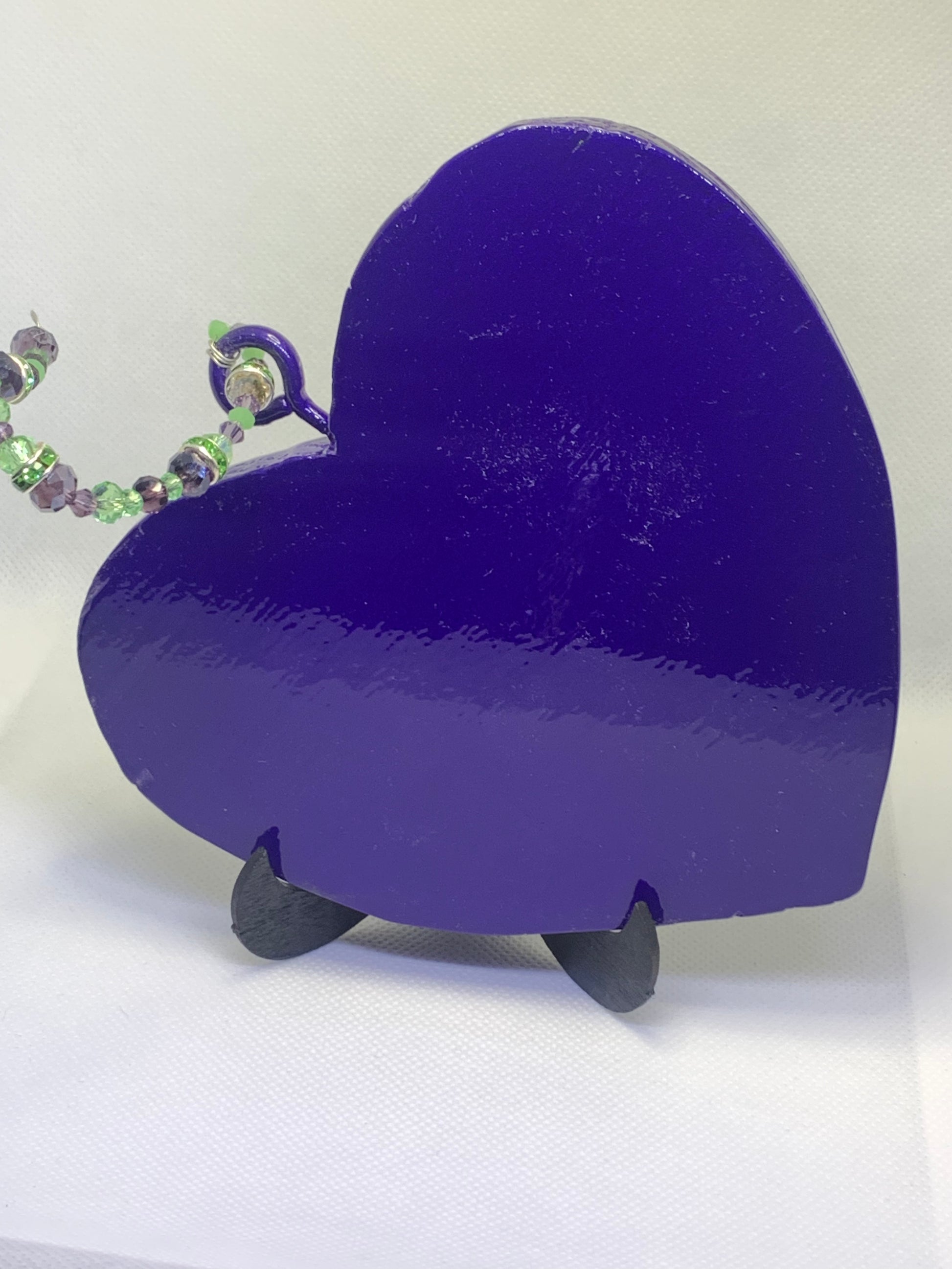 Back of Lime Green Humming Bird on Purple Heart