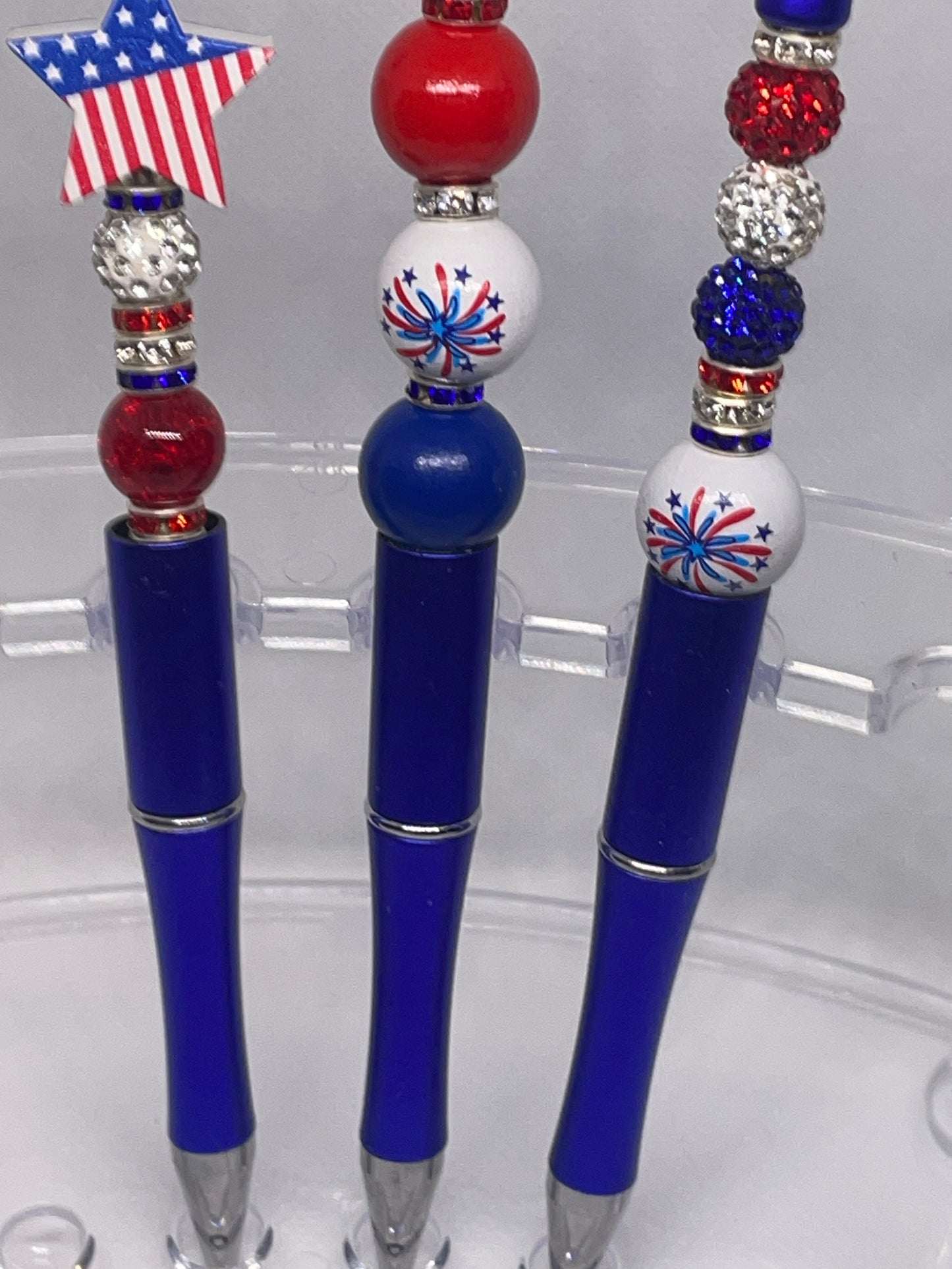 Australian Crystal and American flag Star bead-able pens each unique One of a Kind Support America