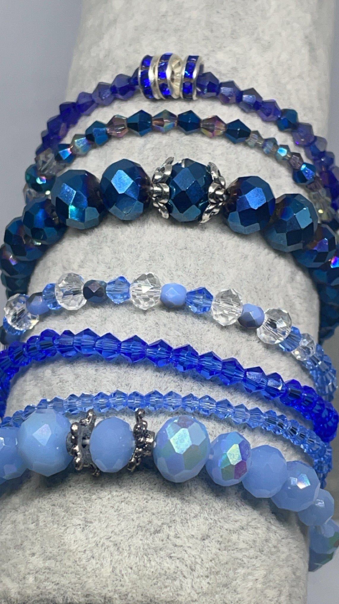 Blue shades of Stretchy Australian Crystal Bracelets 