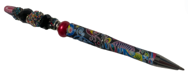 Bubble Gum Style Bead pen with floral print Black and Pink