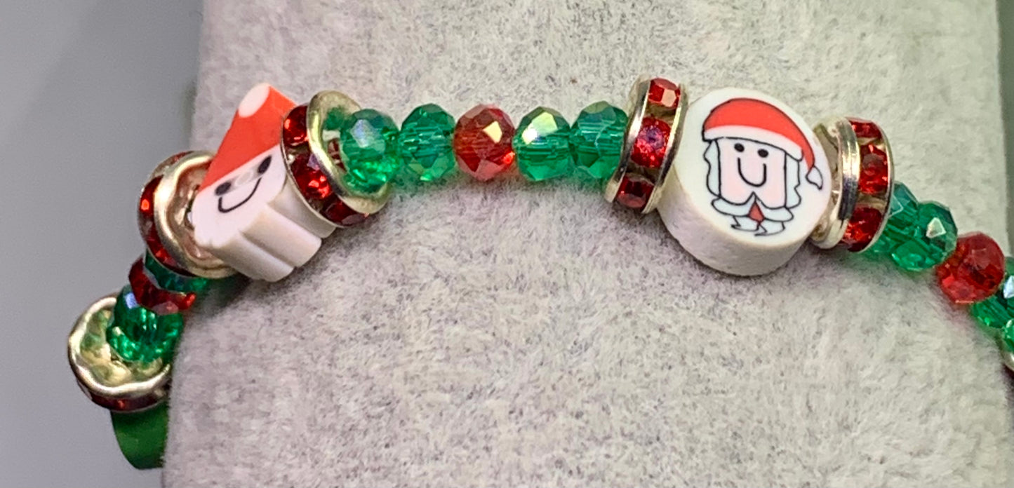 Christmas Crystal Charm Bracelet with Christmas charms candy cane and Santa