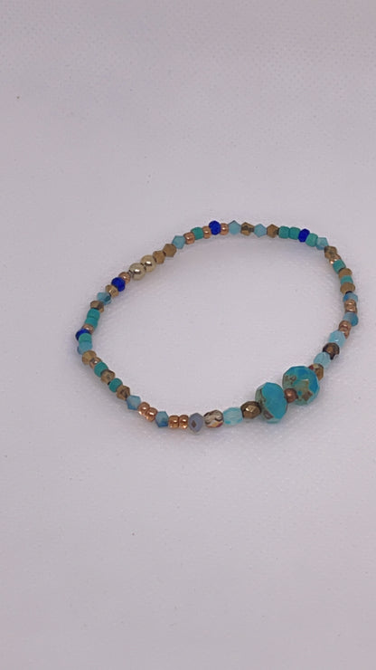 Luxury Blue Crystal Bracelet with Accent Beads