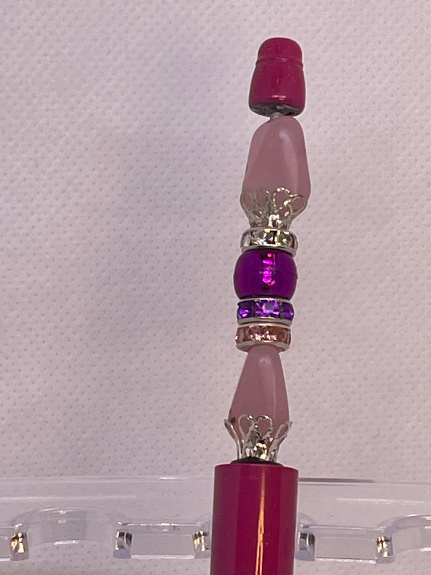 Fancy Bubble Gum Pink Beaded Pens with Blinging Crystald