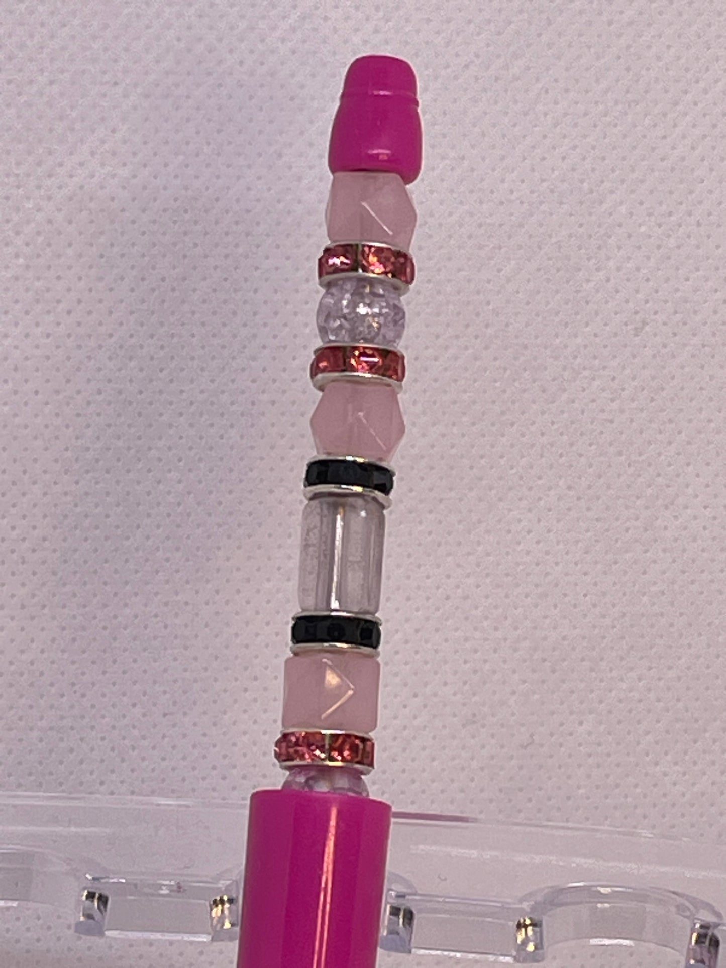 Fancy Bubble Gum Pink Beaded Pens with Blinging Crystald