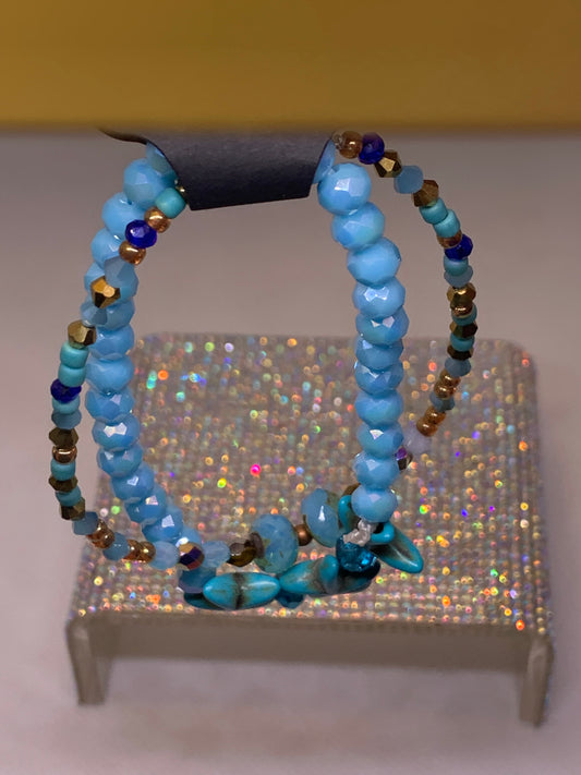 Starfish Double Crystal bracelet brown and TURQUISE