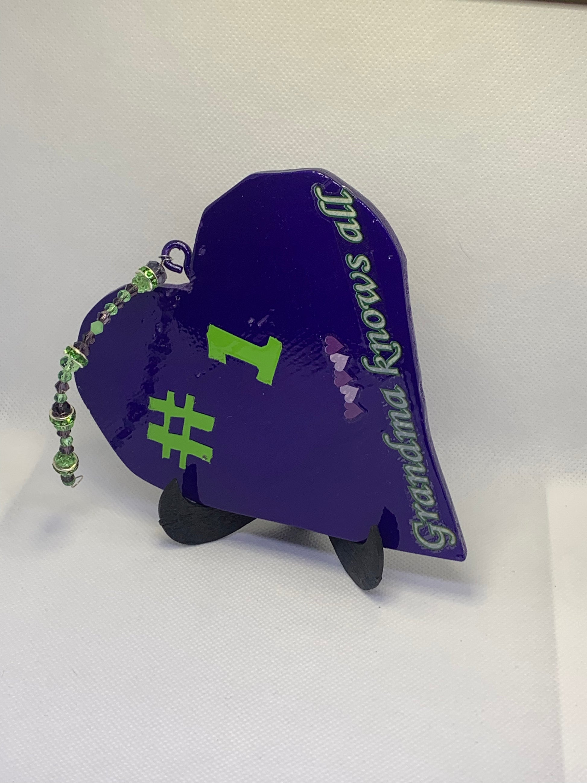 Grandma Small Purple Favorite lime green crystal hanger with purple