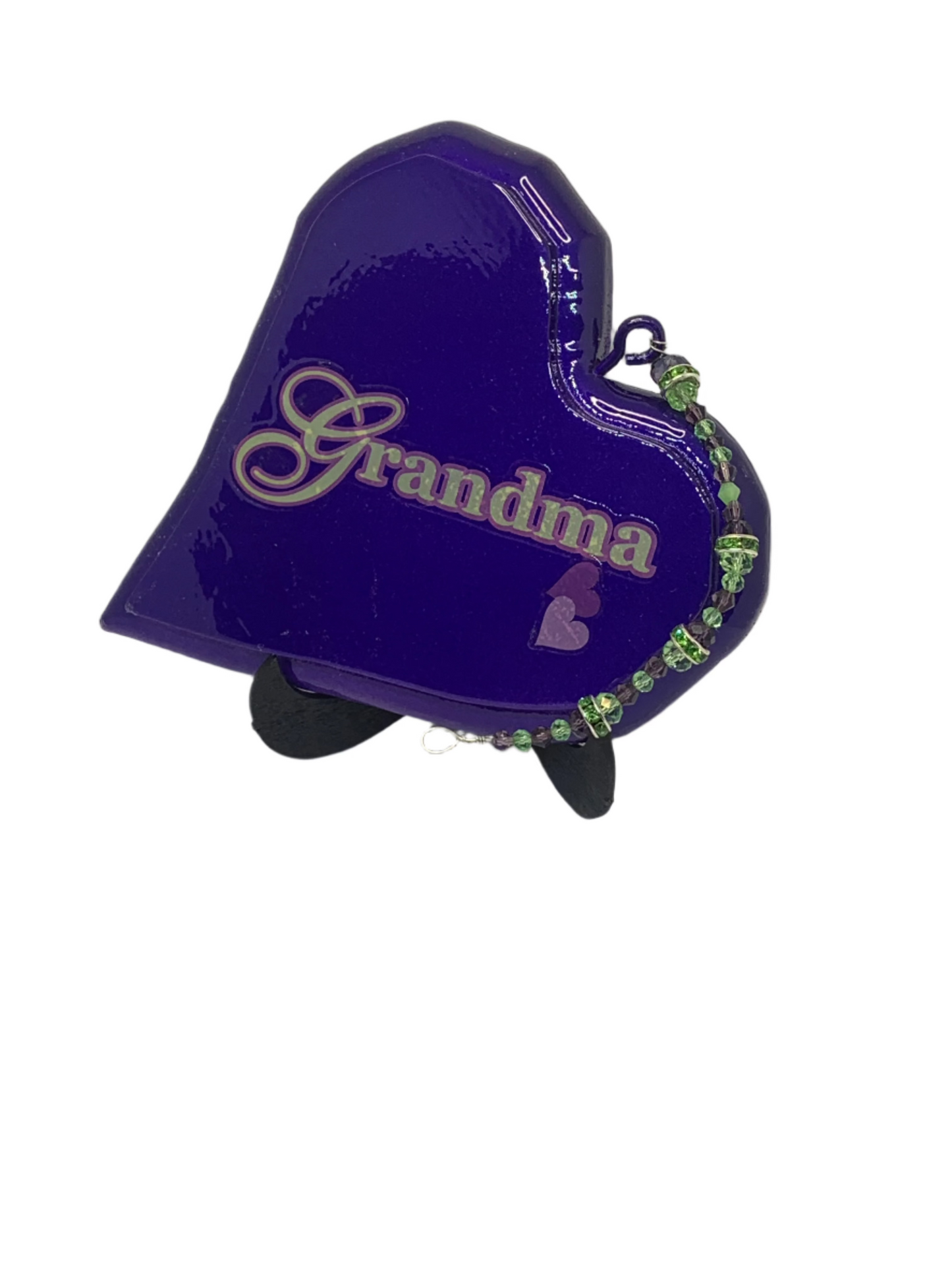 Grandma Small Purple Favorite lime green crystal hanger with purple