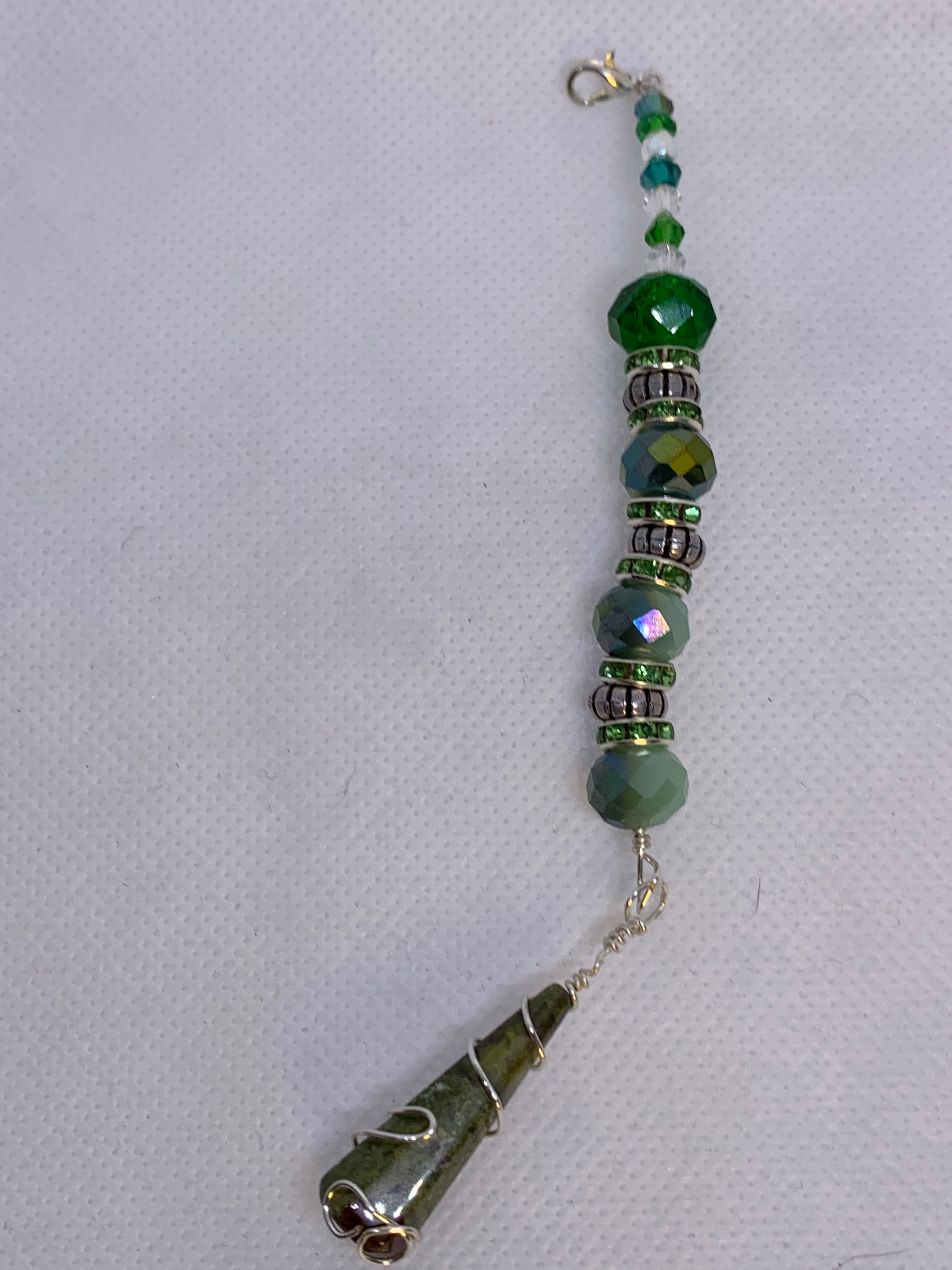 Green Gem Stone Key chain, Purse Charm and Car Charm beautiful 