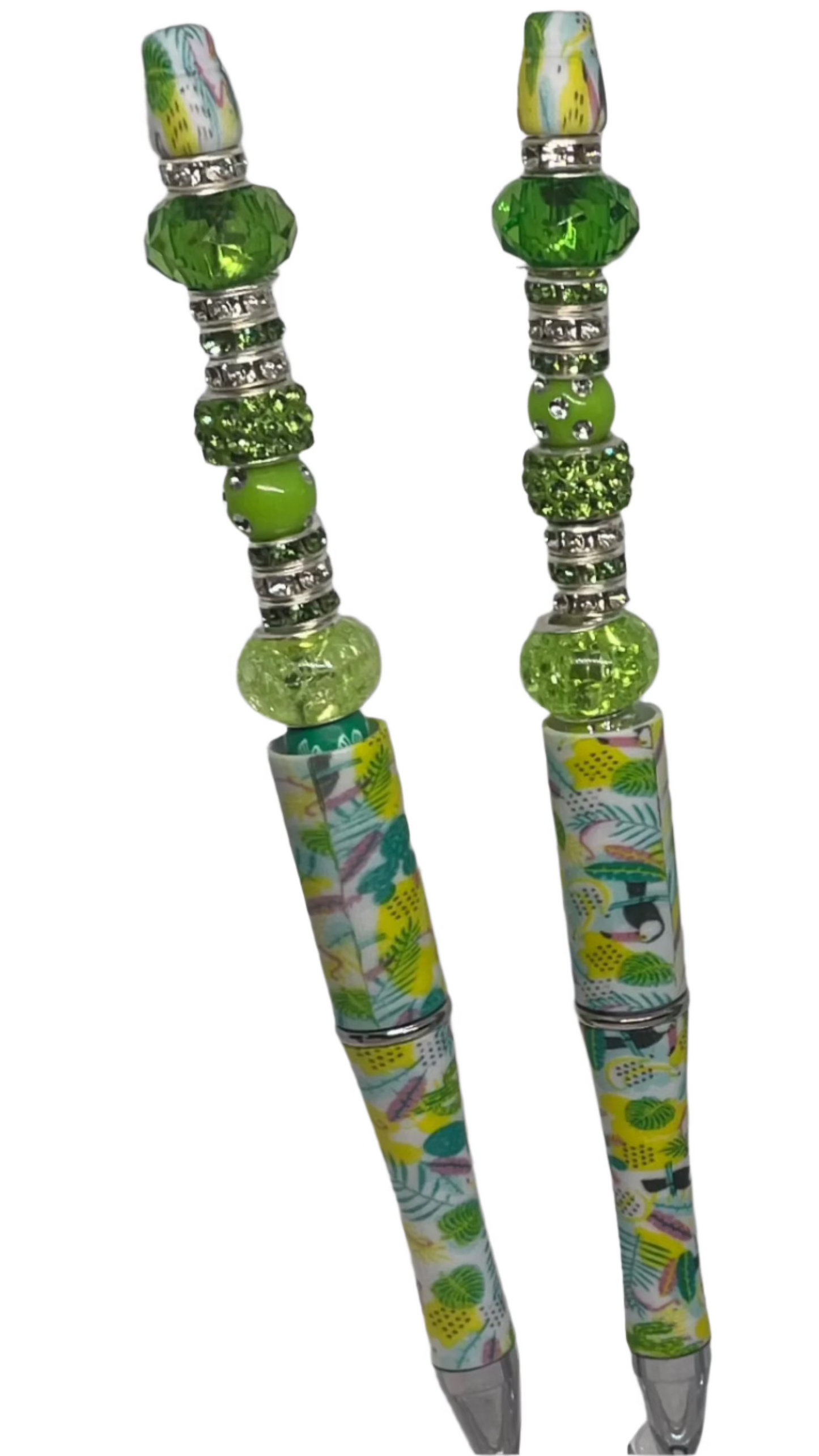 Green floral Bubble Gum Jade green Sparkle spacers-Green floral casing with lots of bling and sparkles
