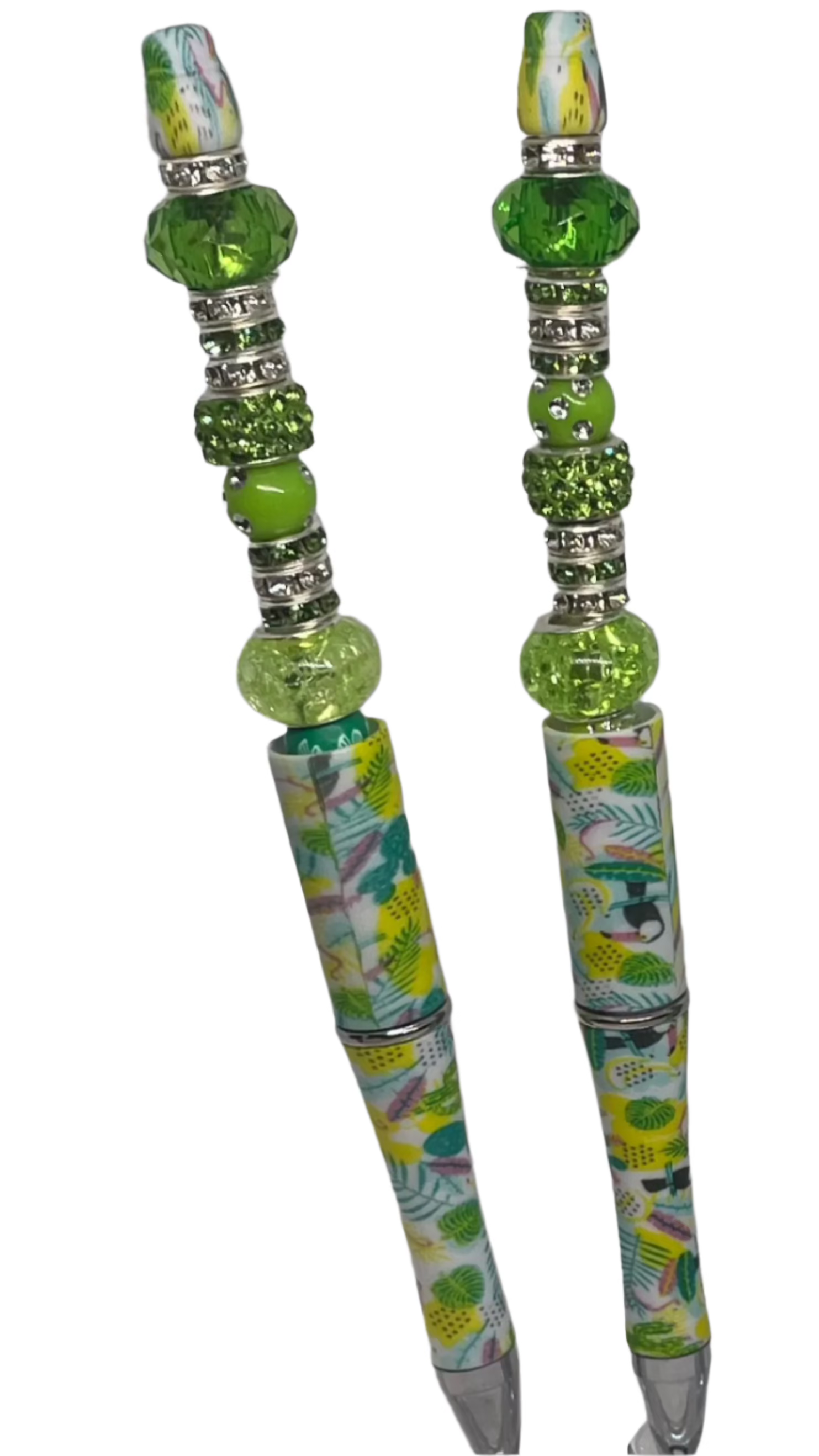 Green floral Bubble Gum Jade green Sparkle spacers-Green floral casing with lots of bling and sparkles
