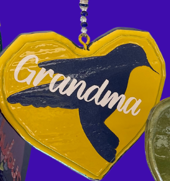 HAND CARVED HEART FROM OAK WOOD PAINTED AND CLEAR COATED  EACH HAND PICKED CRYSTAL BEADS FOR HANGER Special Requests