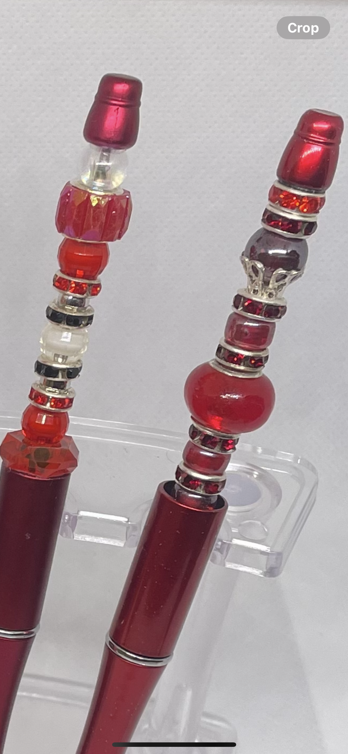 Beaded Red Pen Crystal unique writing pen in style. Sparkling Spacer 2 Dark Red Pen and 1 Light Red Pen
