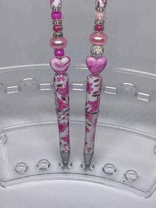 Heart felt Purple Floral Bead-able Pens