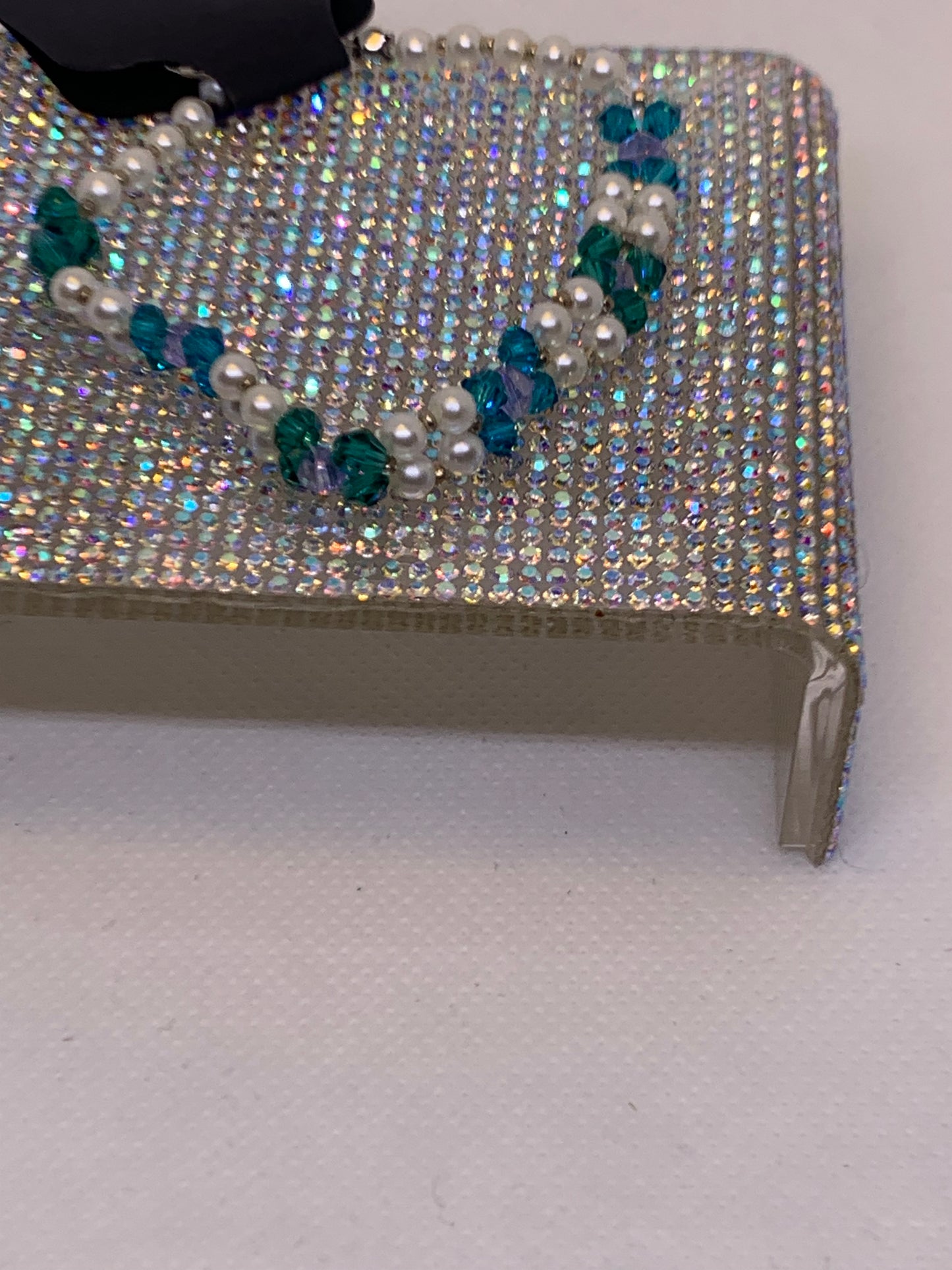 Mystic Blue Flower Pattern Crystals with Pearl flower design