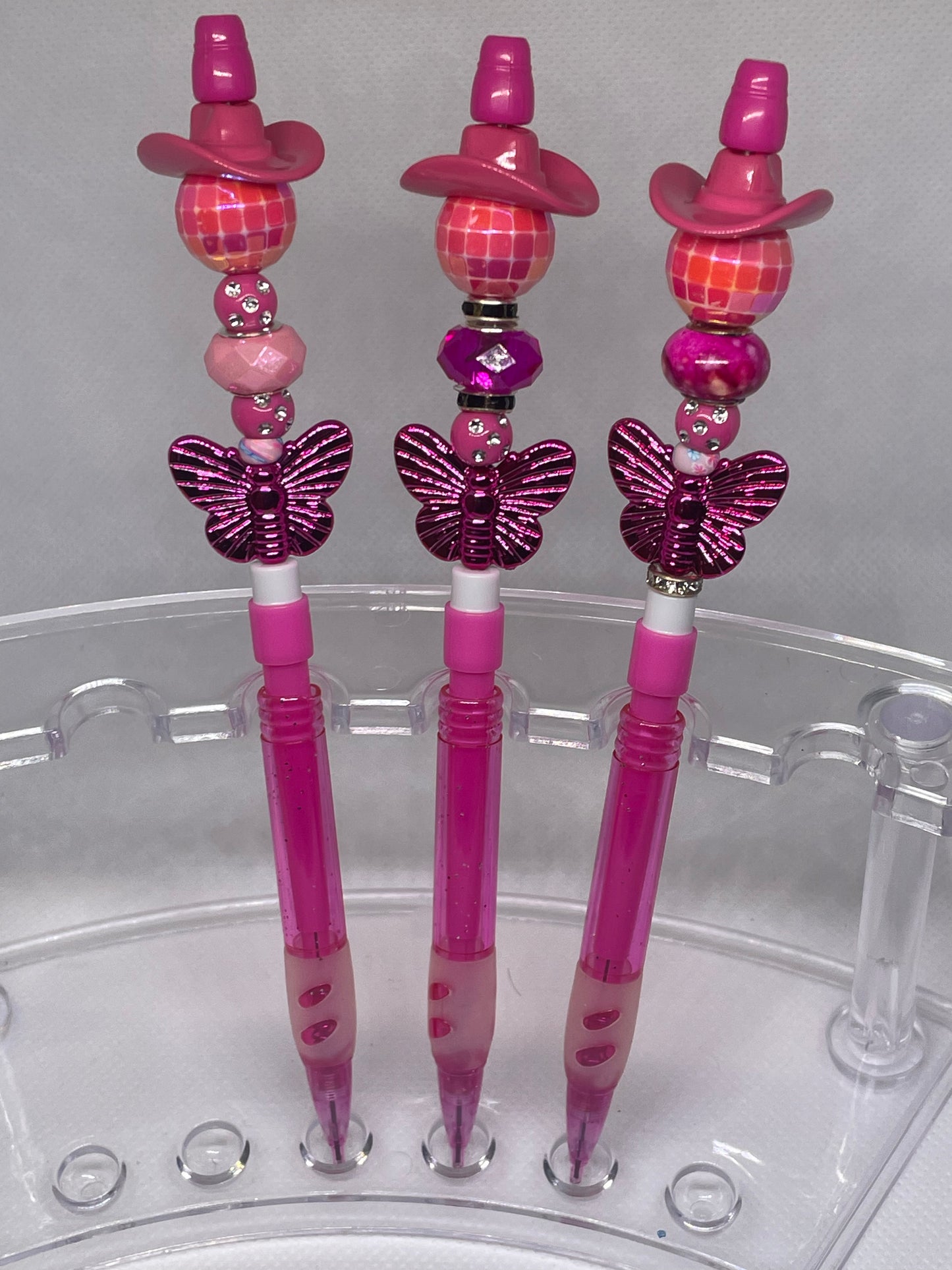 Pink Metallic Butterfly Cowgirl Hat