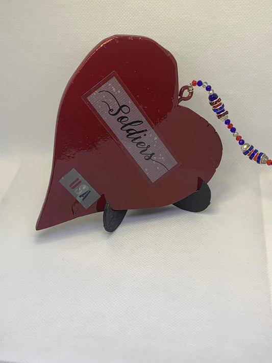 US Service Branches Hand Carved Wood Hearts- - Candi’s Creations