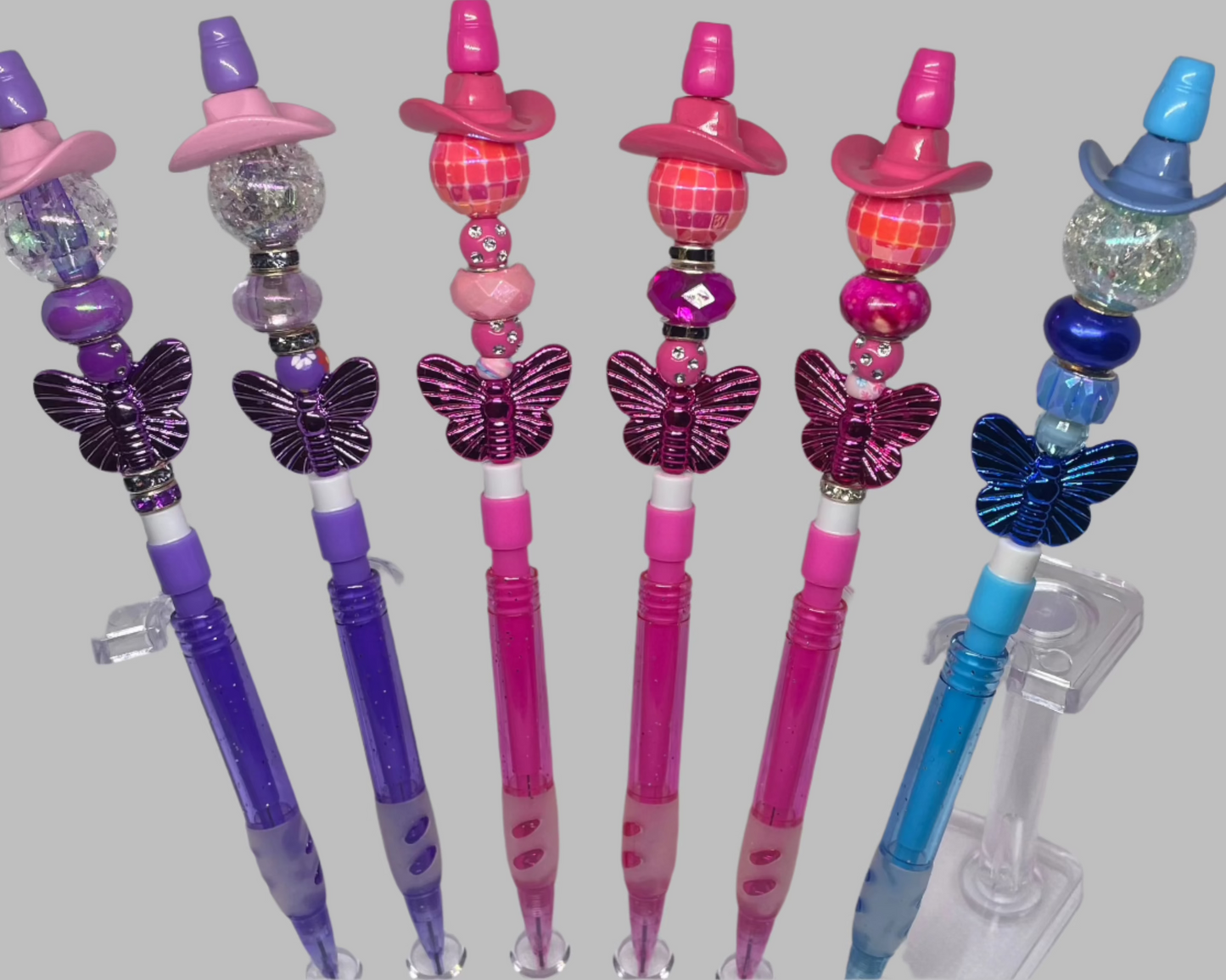 Purple, Pink, Blue Metallic bead-able Pencils
Cowgirl hats and bubblegum beads
