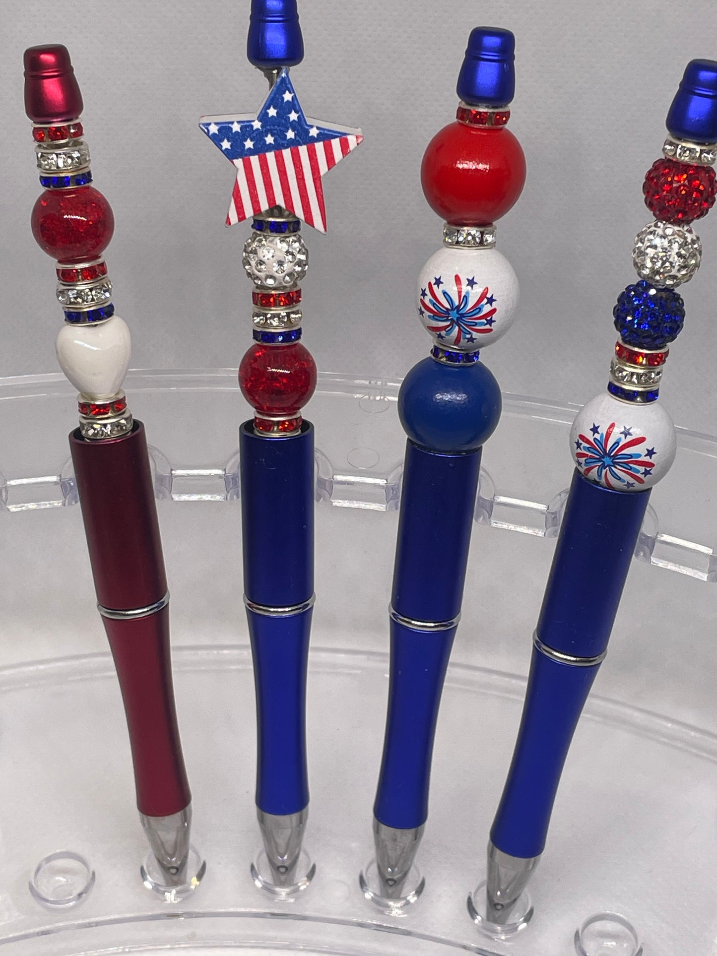 Australian Crystal and American flag Star bead-able pens each unique One of a Kind Support America
