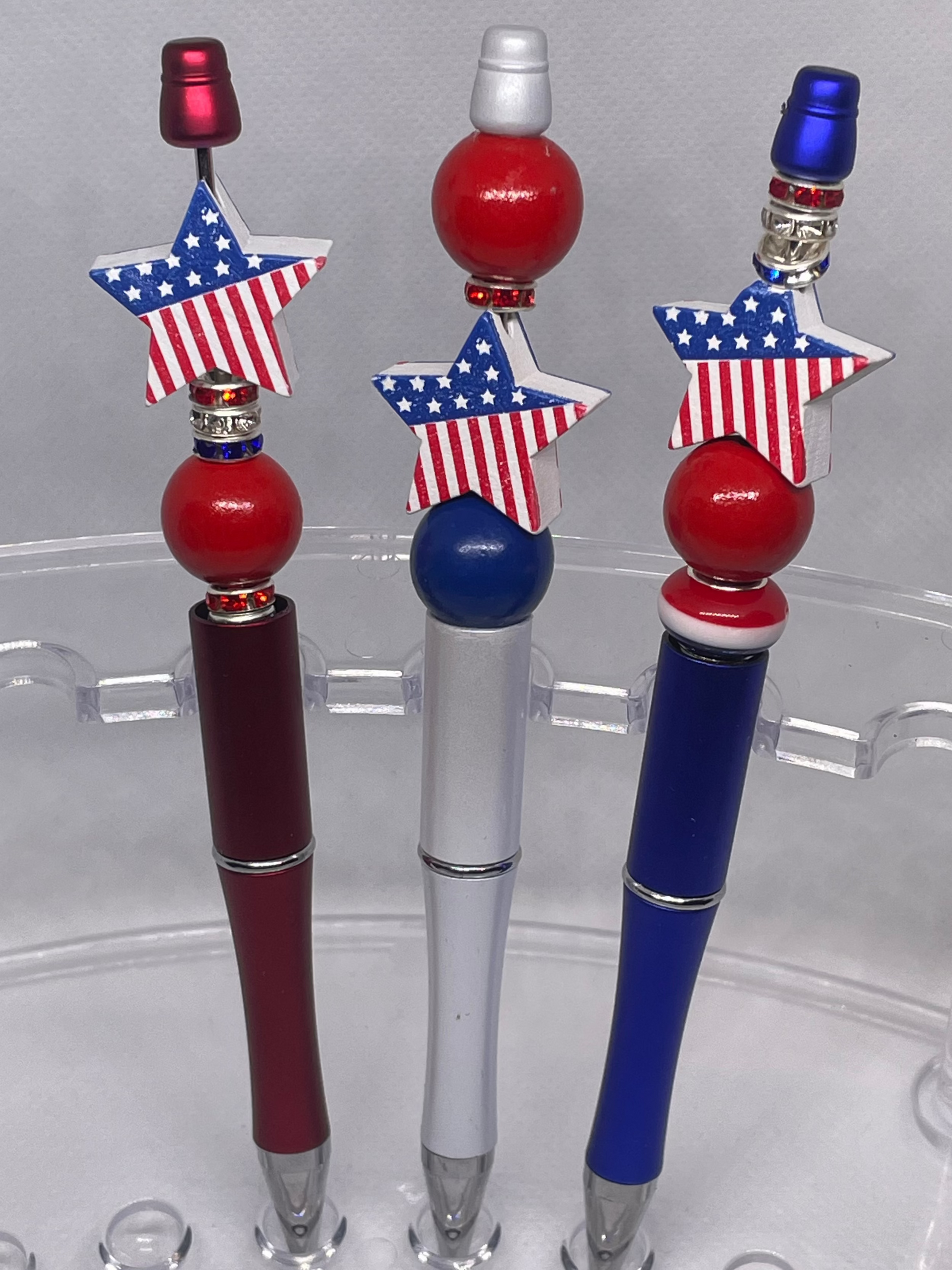 American flag Star bead-able pens each unique One of a Kind Support America