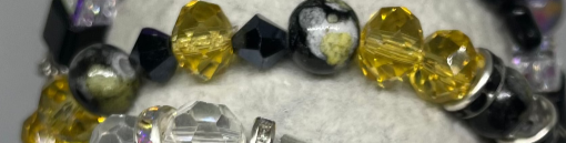 yellow and black beaded bracelet