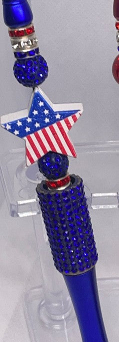 Blinging American Flag Pens- Red, White and Blue