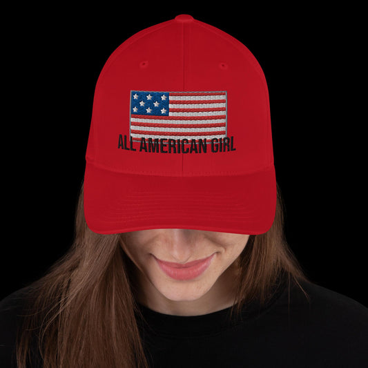 All American Girl with USA Flag-Twill Cap - Candi’s Creations