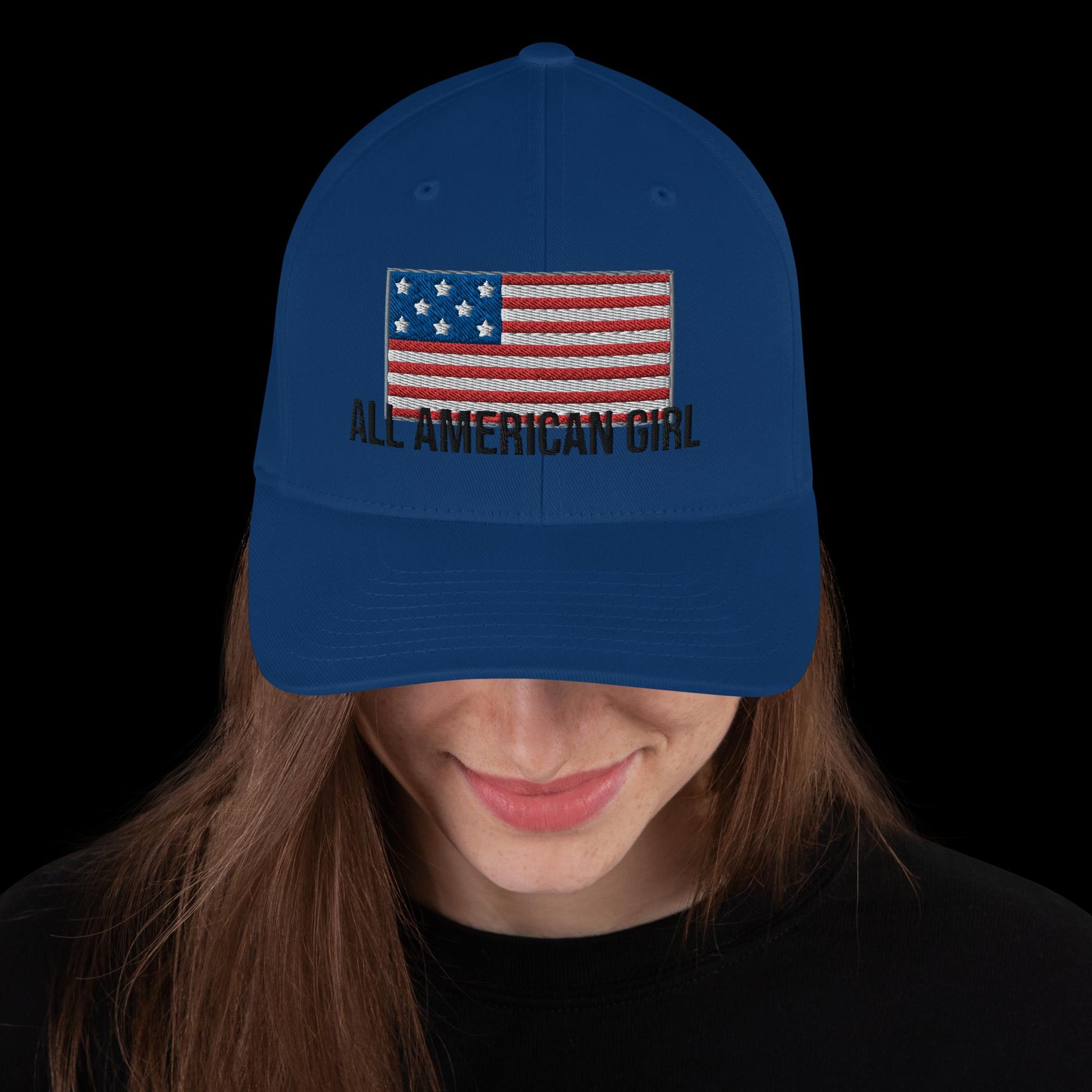 All American Girl with USA Flag-Twill Cap - Candi’s Creations