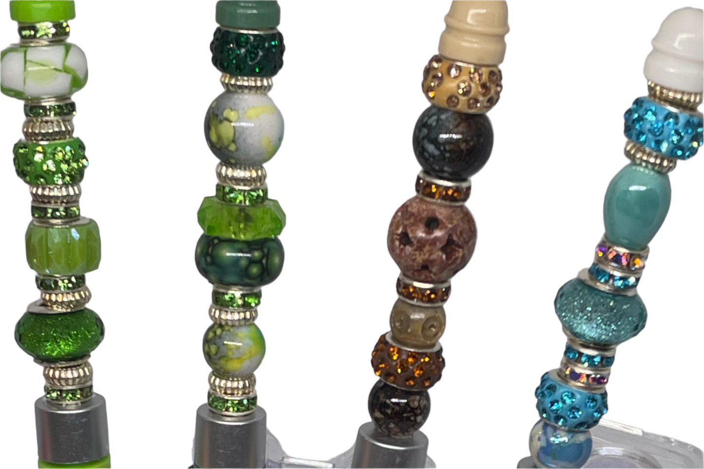 lime Green. emerald Green, Tan and Blue bead-able 5 color Pens