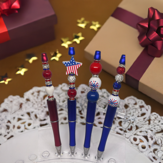 Blinging American Flag Pens- Red, White and Blue - Candi’s Creations